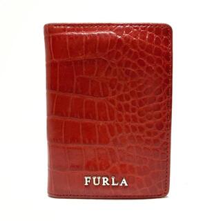 フルラ(Furla)のFURLA(フルラ) - レッド 型押し加工 レザー(名刺入れ/定期入れ)