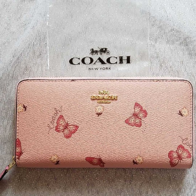 COACH長財布蝶々花柄