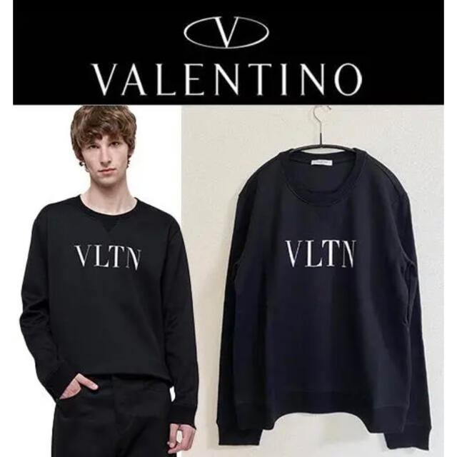 【新品】VALENTINO スウェット トレーナー VLTN ロゴプリント黒 S