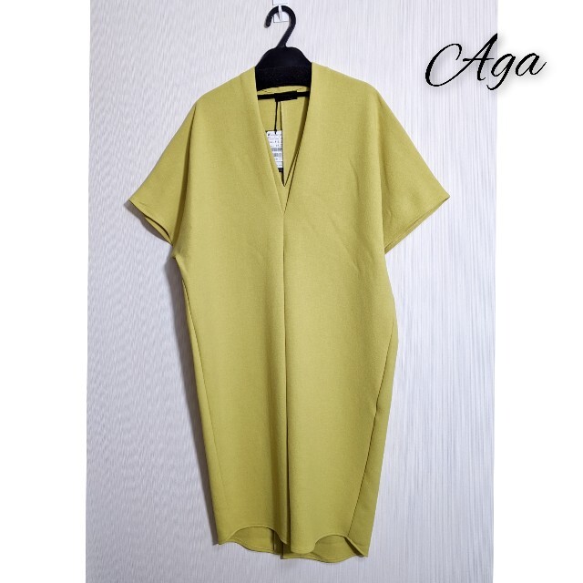 定価18000円 Aga 上質 ワンピース イエロー Made in Japan - ひざ丈