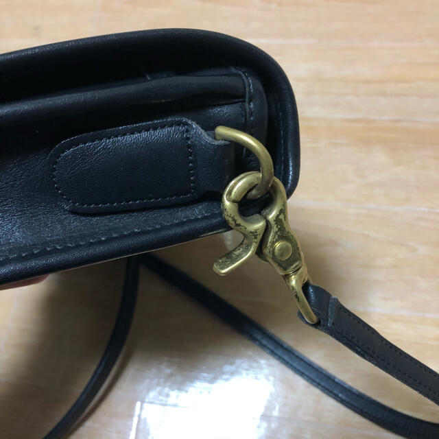 良品 USA製 old coach レザー ショルダーバッグ 金具 ブラック