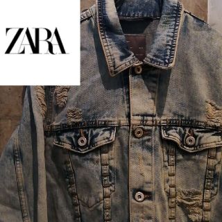 ザラ(ZARA)の【ダメージデニム加工】ZARAGジャン　ブラックアイパッチ　ウエステッドユース(Gジャン/デニムジャケット)