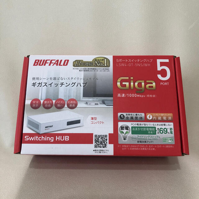 Buffalo(バッファロー)のBUFFALO Giga 5port スイッチングハブ スマホ/家電/カメラのPC/タブレット(PC周辺機器)の商品写真