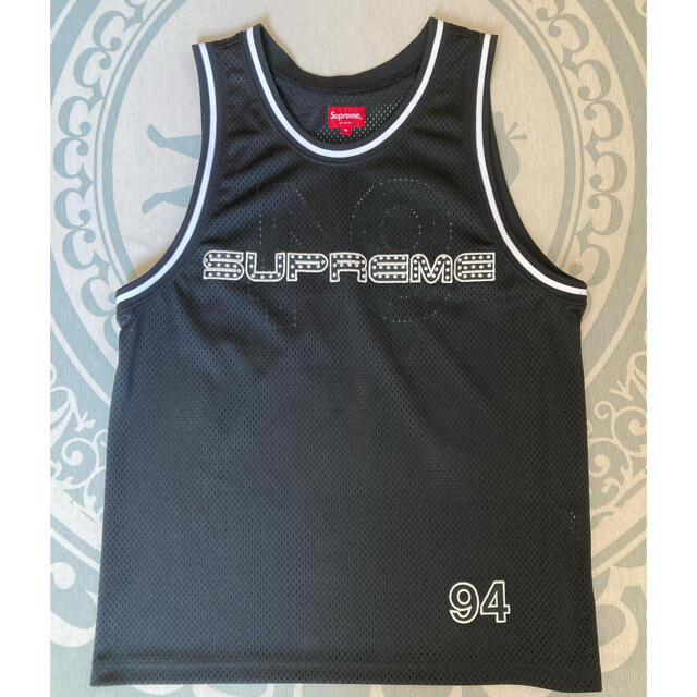 BLACKサイズSupreme Rhinestone Basketball Jersey M