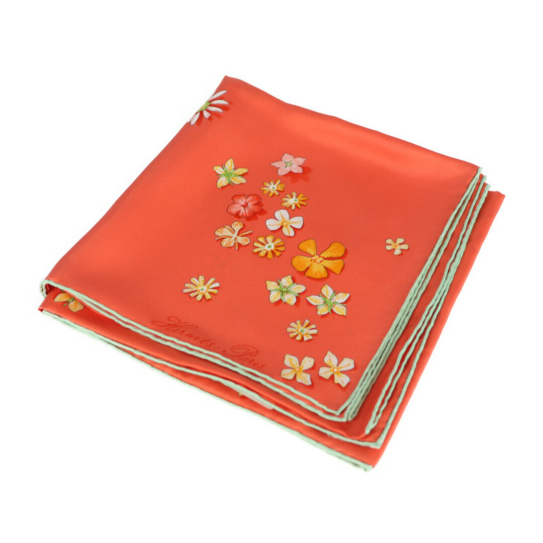 HERMES エルメス カレ90 FLOWER POWER スカーフ  シルク   CORAIL ピンク系 マルチカラー   【本物保証】