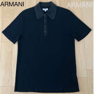 アルマーニ コレツィオーニ(ARMANI COLLEZIONI)の【イタリア製】ARMANI　黒　サイズM  アルマーニ ポロシャツ　カットソー(ポロシャツ)