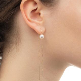 【新品】Hirotaka アコヤ パール チェーン イヤリング　K10(ピアス)