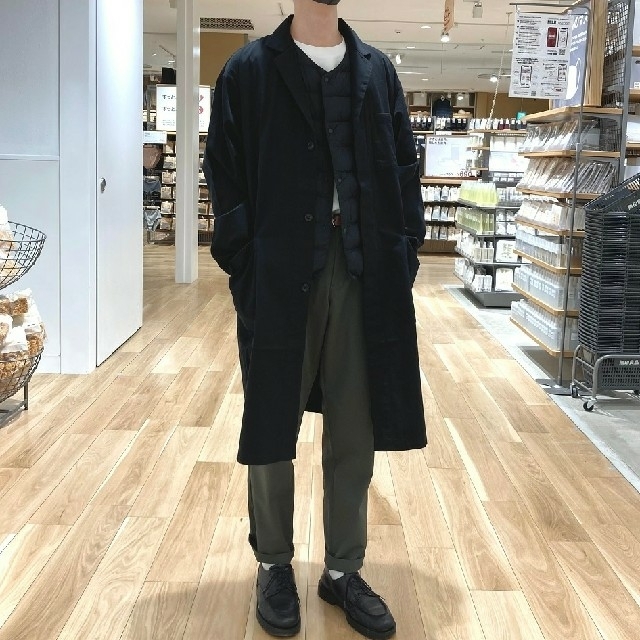 MUJI (無印良品)(ムジルシリョウヒン)の≪新品≫  無印良品 インド綿デニムコート 男女兼用／Ｓ～Ｍ／黒  メンズのジャケット/アウター(ステンカラーコート)の商品写真