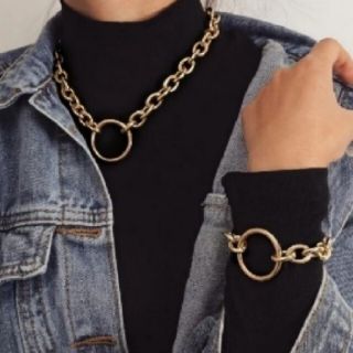 ザラ(ZARA)のサークル チャンキーチェーン ネックレス ゴールド(ネックレス)