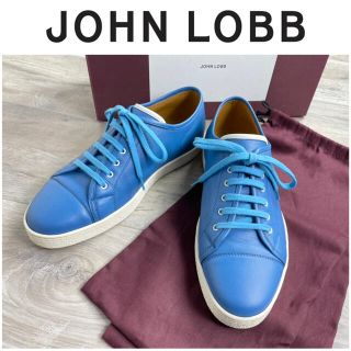 ジョンロブ(JOHN LOBB)のB2★極美品 ジョンロブ レザー スニーカー ブルー ホワイト 7ハーフ(スニーカー)