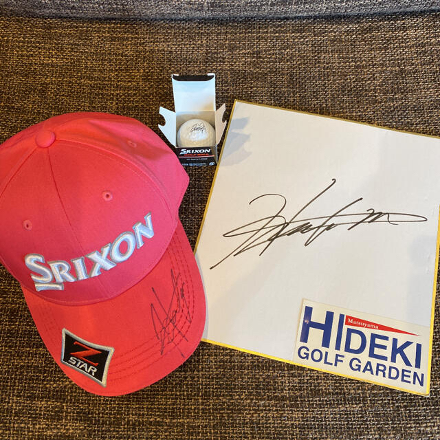 【3点セット】松山英樹　サイン　キャップ　色紙　ゴルフボール　SRIXON