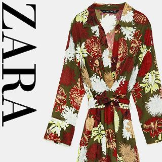 ザラ(ZARA)のZARAワンピG.V.G.VラグナムーンiBLUESバースデーバッシュKBFAG(ひざ丈ワンピース)