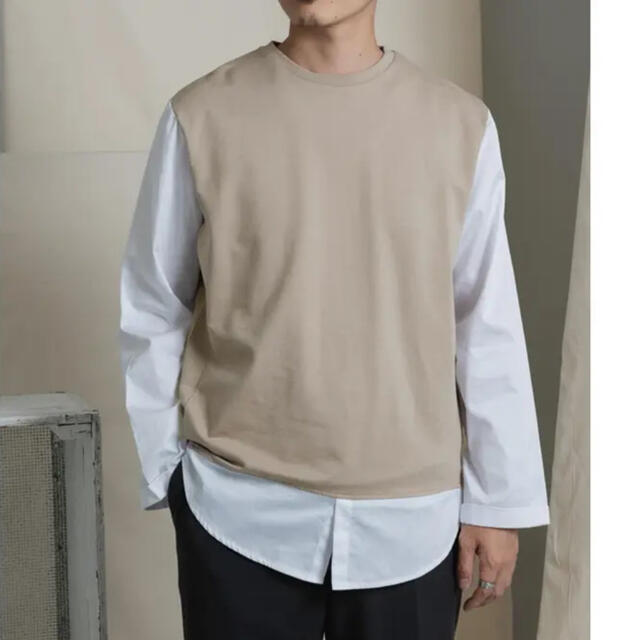 URBAN RESEARCH(アーバンリサーチ)のITEMS URBAN RESEARCH 布帛切替ロングスリーブTシャツ メンズのトップス(Tシャツ/カットソー(七分/長袖))の商品写真