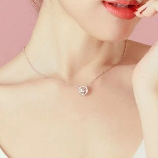 セオリー(theory)のジルコニアラウンド ネックレス ピアス ブレスレット 3点セット ピンクゴールド(ネックレス)