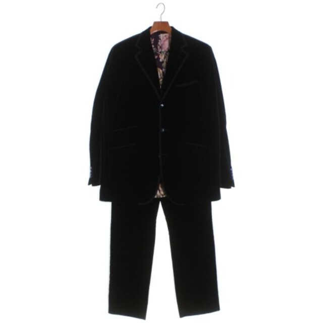 90%OFF!】 極美品 エトロ ロゴ入りスーツシルク ネイビー52LL