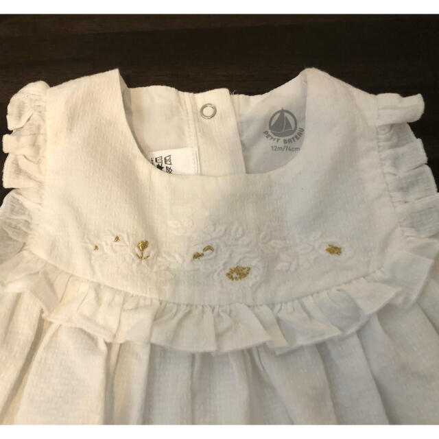 PETIT BATEAU(プチバトー)の《PETIT BATEAU》ヘアバンド付きワンピース&ブルマ 12m/74cm キッズ/ベビー/マタニティのベビー服(~85cm)(ワンピース)の商品写真