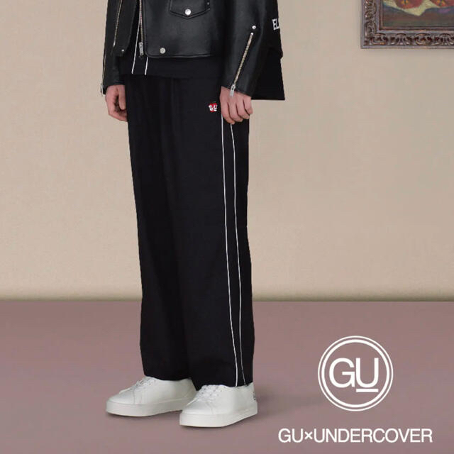 GU(ジーユー)のGU アンダーカバー パイピングワイドパンツ　Ｌサイズ  ブラック メンズのパンツ(ワークパンツ/カーゴパンツ)の商品写真