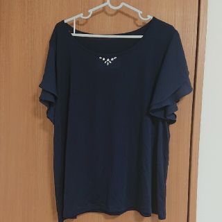 シマムラ(しまむら)のビジュー付きTシャツ 袖シフォン 大きいサイズ 4Lサイズ(Tシャツ(半袖/袖なし))