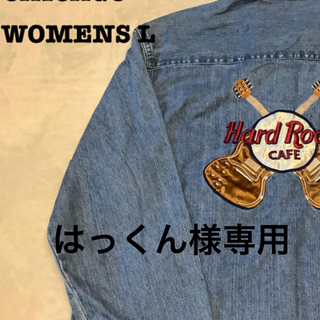 Hard Rock Cafe CHICAGO デニムシャツ　刺繍　レディース　L(シャツ/ブラウス(長袖/七分))
