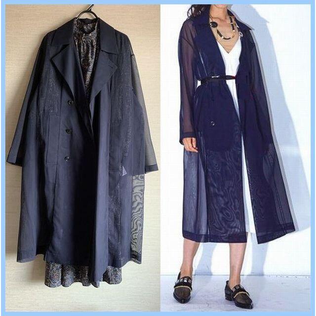 美品 TOGA PULLA トーガ トレンチコート ワンピース メッシュコート