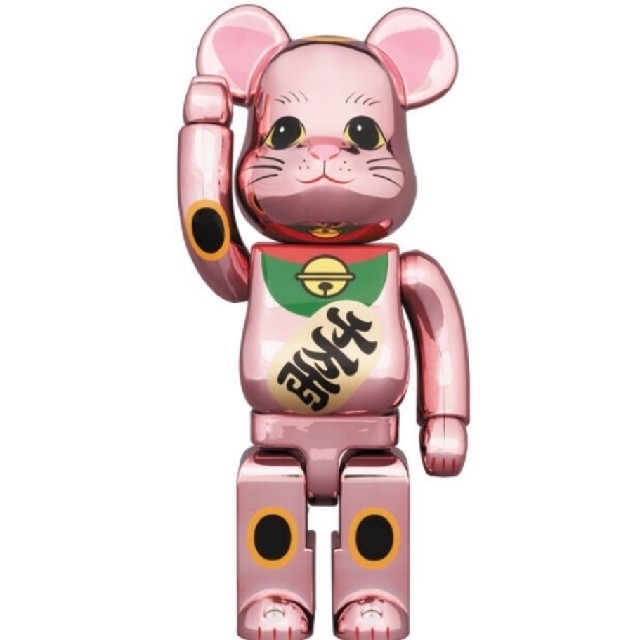 BE@RBRICK 招き猫 桃金メッキ 発光 400％ ベアブリック | www