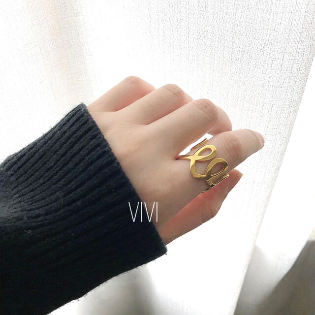 No.144 幾何学 ステンレス  ゴールド リング レディースのアクセサリー(リング(指輪))の商品写真