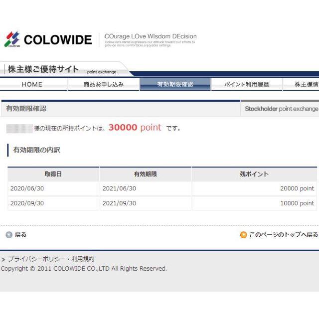 【返却不要】コロワイド 株主優待カード:30000円分（クリックポスト発送）