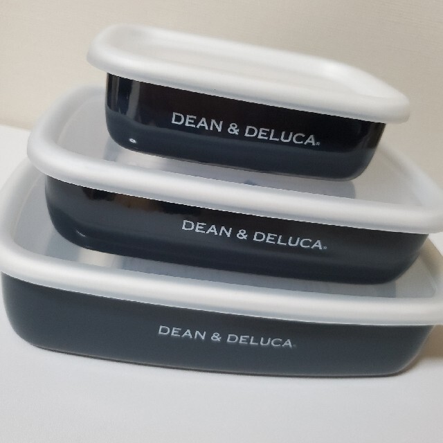 DEAN & DELUCA(ディーンアンドデルーカ)の【新品未使用】DEAN＆DELUCA ホーローコンテナ3サイズセット インテリア/住まい/日用品のキッチン/食器(容器)の商品写真