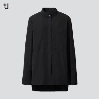 ユニクロ(UNIQLO)のUNIQLO ＋ J スーピマコットンタックシャツ　ブラック　Sサイズ(シャツ/ブラウス(長袖/七分))