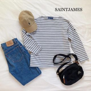 セントジェームス(SAINT JAMES)の《SAINTJAMES》ボーダートップス　グレーホワイトボーダー　春トップス(カットソー(長袖/七分))