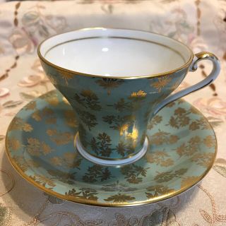 エインズレイ(Aynsley China)のエインズレイ AYNSLEY セージグリーン コルセット カップ＆ソーサー 美品(食器)