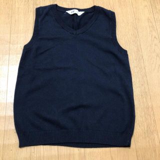 エイチアンドエム(H&M)のコットン　キッズ紺ベスト(ニット)