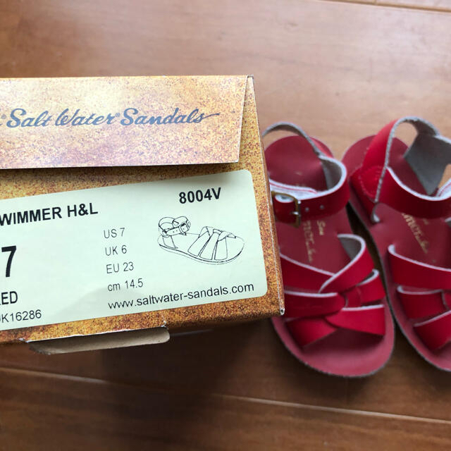 こども ビームス(コドモビームス)のソルトウォーター 7（14.5㎝）赤ベルクロタイプ キッズ/ベビー/マタニティのベビー靴/シューズ(~14cm)(サンダル)の商品写真