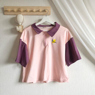 ダブルクローゼット(w closet)の韓国服 ワンポイント トップス ピンク(Tシャツ(半袖/袖なし))