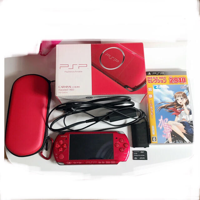 PSP 3000 本体 ラディアントレッド メモリーカード ソフト 付 訳あり品