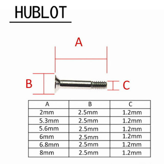 HUBLOT(ウブロ)のHUBLOT ウブロ 用 ネジ 5.3mm シルバー 6本セット / H型　部品 メンズの時計(腕時計(アナログ))の商品写真