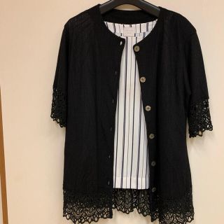 アビステ(ABISTE)のゆずゆず1106様ご専用♡刺繍レースが素敵なカーディガン　ブラウス　フリーサイズ(カーディガン)