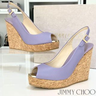 ジミーチュウ(JIMMY CHOO)の2400 未使用 ジミーチュウ オープントゥ コルクサンダル ライラック(ハイヒール/パンプス)