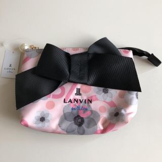 ランバンオンブルー(LANVIN en Bleu)のランバン　ポーチ　黒リボン　ピンク(ポーチ)