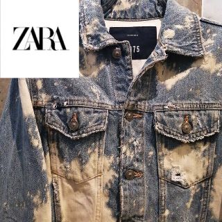 ザラ(ZARA)の【クラッシュ加工】ZARAGジャン　ブラックアイパッチ　ウエステッドユース(Gジャン/デニムジャケット)