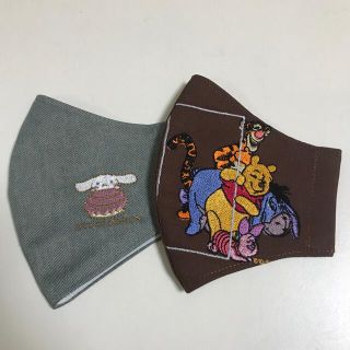 プーさん、シナモン刺繍立体インナーマスク２枚セット(その他)