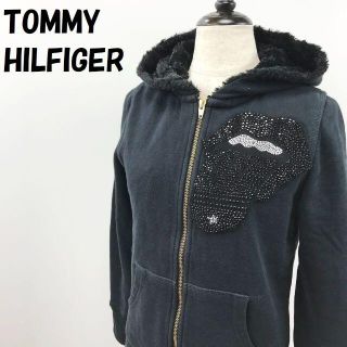 トミーヒルフィガー(TOMMY HILFIGER)の【人気】トミーヒルフィガー 裏ボア ラインストーン パーカー M レディース(パーカー)