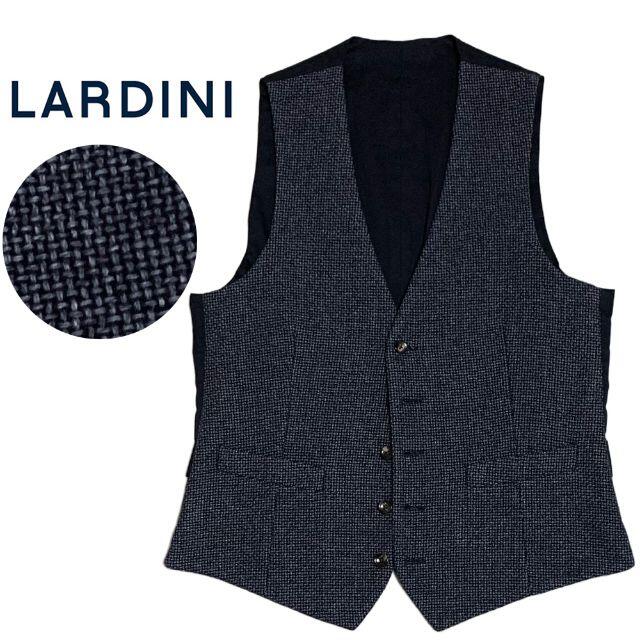 LARDINI バスケット織 ウール ジレ ベスト 44 ラルディーニ ネイビー