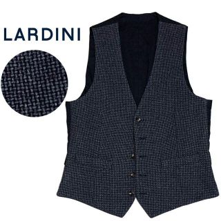 ビームス(BEAMS)のLARDINI バスケット織 ウール ジレ ベスト 44 ラルディーニ ネイビー(ベスト)