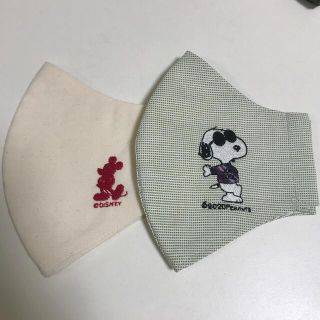 ミッキー、スヌーピー刺繍立体インナーマスク２枚セット(その他)