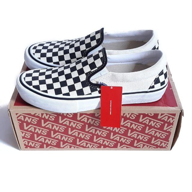 28cm US企画【VANS 】スリッポン チェッカー×アッシュグリーン