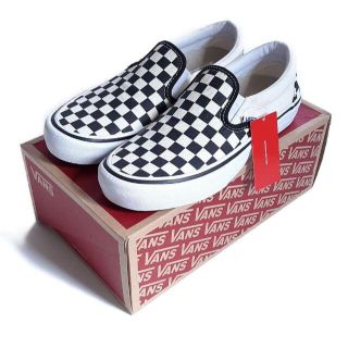 28cm US企画【VANS 】スリッポン チェッカー×アッシュグリーン