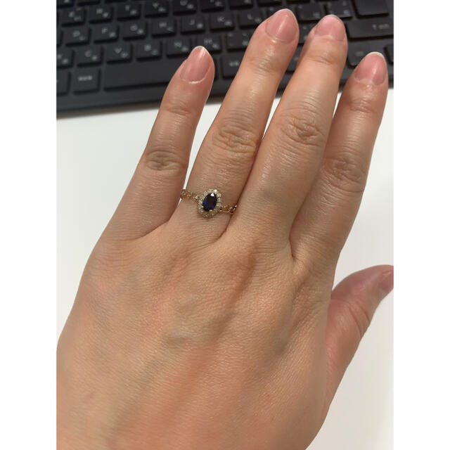 k18 天然サファイア　ダイヤモンド　チェーン　リング レディースのアクセサリー(リング(指輪))の商品写真