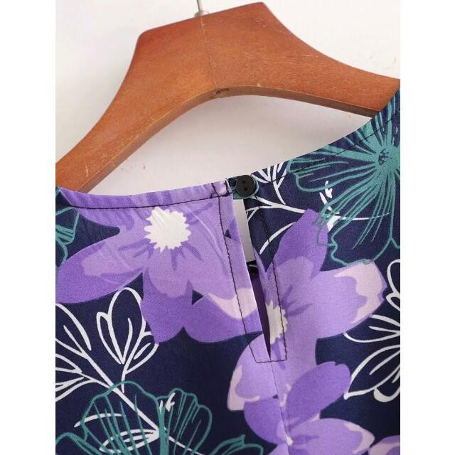 ZARA(ザラ)の🌷春新作🌷4033◆purple パープル 花柄 ワンピース レディースのワンピース(ひざ丈ワンピース)の商品写真