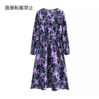 ザラ(ZARA)の🌷春新作🌷4033◆purple パープル 花柄 ワンピース(ひざ丈ワンピース)